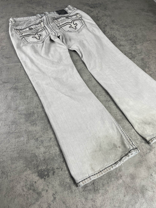 Rock Revival Jeans M Baggy Vintage y2k Rare Hip Hop Embroidered #PG5032
