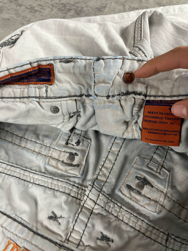 Rock Revival Jeans M Baggy Vintage y2k Rare Hip Hop Embroidered #PG5032