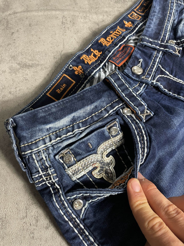 Rock Revival Jeans M Straight Vintage Y2k Rare Hip Hop Embroidered #DZ3159