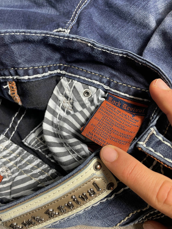 Rock Revival Jeans M Straight Vintage Y2k Rare Hip Hop Embroidered #DZ3159