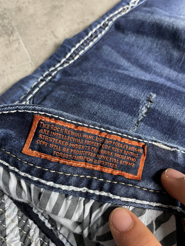 Rock Revival Jeans M Straight Vintage Y2k Rare Hip Hop Embroidered #DZ3159