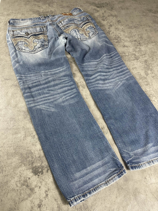 Rock Revival Jeans M Vintage y2k Rare Baggy Hip Hop Embroidered #EF2411