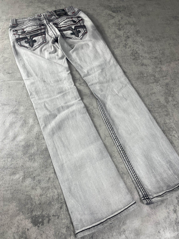 Rock Revival Jeans M Vintage y2k Straight Denim Hip Hop Embroidered #QI0144