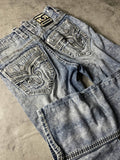 Rock Revival Jeans M Vintage y2k Straight Leg Denim Hip Hop Embroidered #EW4950