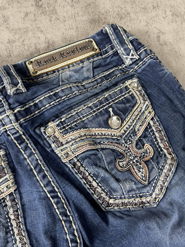 Rock Revival Jeans S Bootcut Vintage Y2k Rare Hip Hop Embroidered #BN0657