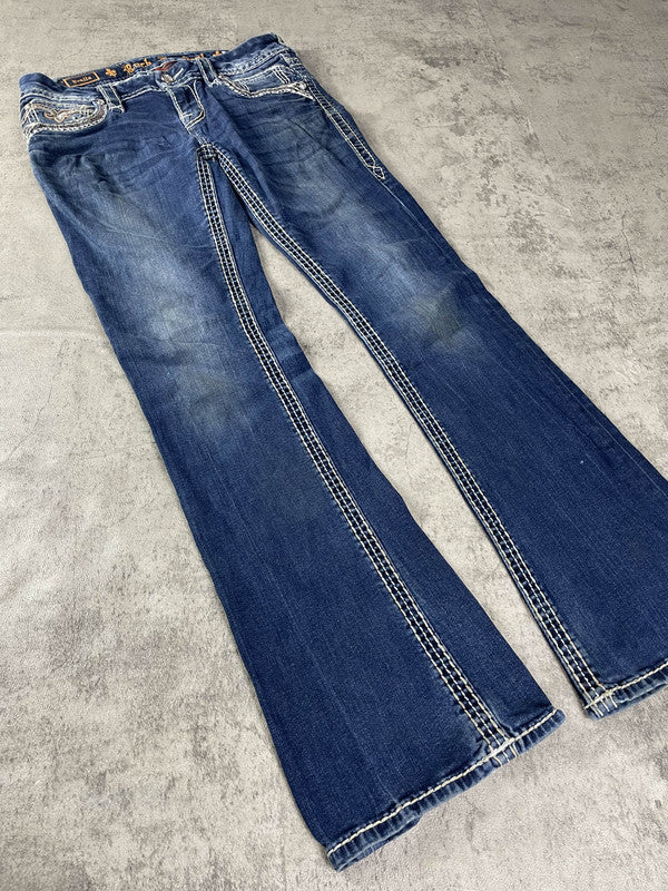 Rock Revival Jeans S Bootcut Vintage Y2k Rare Hip Hop Embroidered #BN0657
