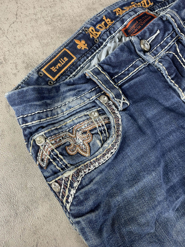Rock Revival Jeans S Bootcut Vintage Y2k Rare Hip Hop Embroidered #BN0657