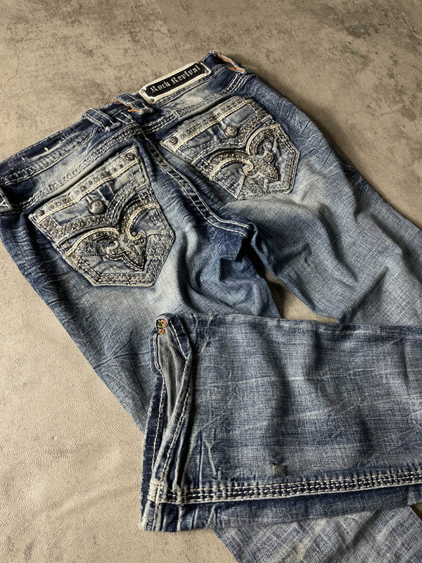 Rock Revival Jeans S Bootcut Vintage y2k Rare Hip Hop Embroidered #BT5512