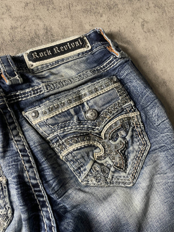 Rock Revival Jeans S Bootcut Vintage y2k Rare Hip Hop Embroidered #BT5512