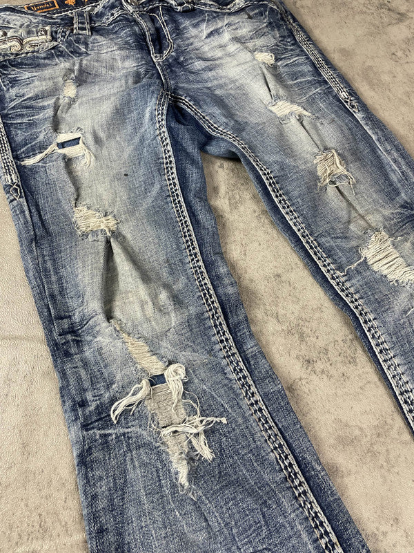 Rock Revival Jeans S Bootcut Vintage y2k Rare Hip Hop Embroidered #BT5512