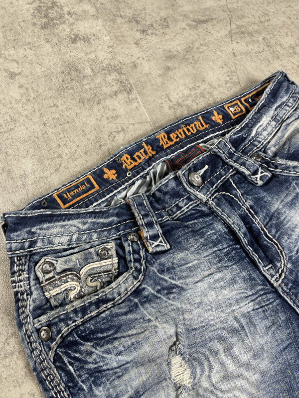 Rock Revival Jeans S Bootcut Vintage y2k Rare Hip Hop Embroidered #BT5512