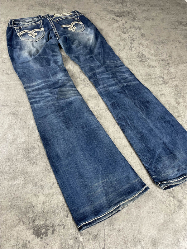 Rock Revival Jeans W M Bootcut Vintage Y2k Rare Hip Hop Embroidered #ZT9253