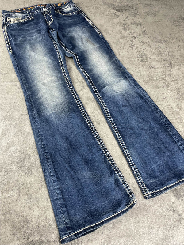 Rock Revival Jeans W M Bootcut Vintage Y2k Rare Hip Hop Embroidered #ZT9253