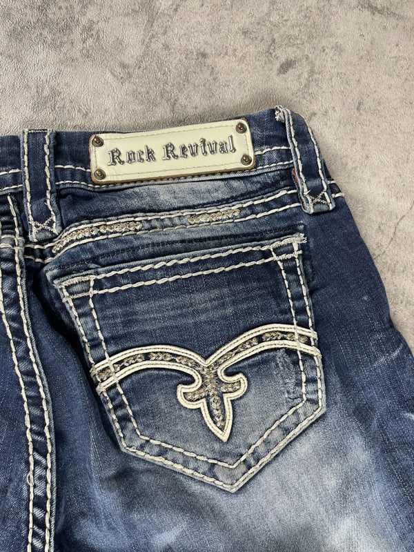 Rock Revival Jeans W M Bootcut Vintage Y2k Rare Hip Hop Embroidered #ZT9253
