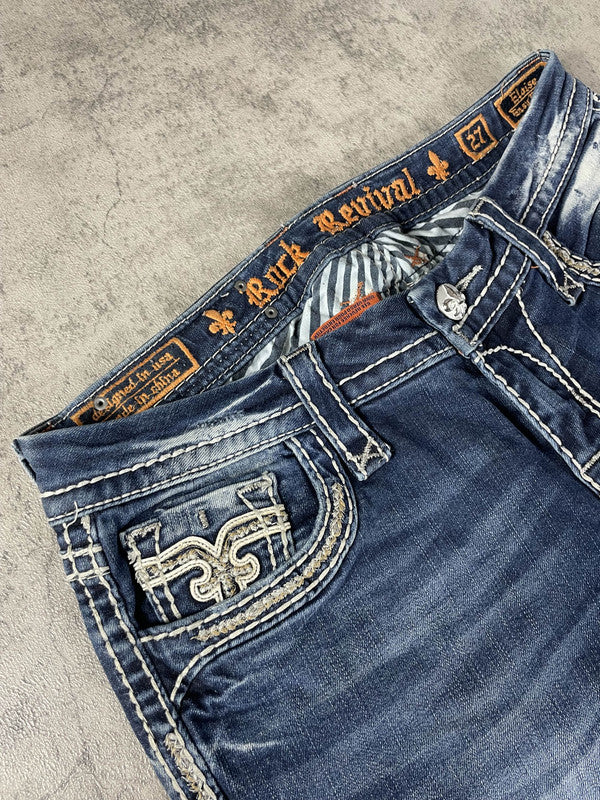 Rock Revival Jeans W M Bootcut Vintage Y2k Rare Hip Hop Embroidered #ZT9253