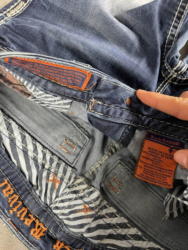 Rock Revival Jeans W M Bootcut Vintage Y2k Rare Hip Hop Embroidered #ZT9253