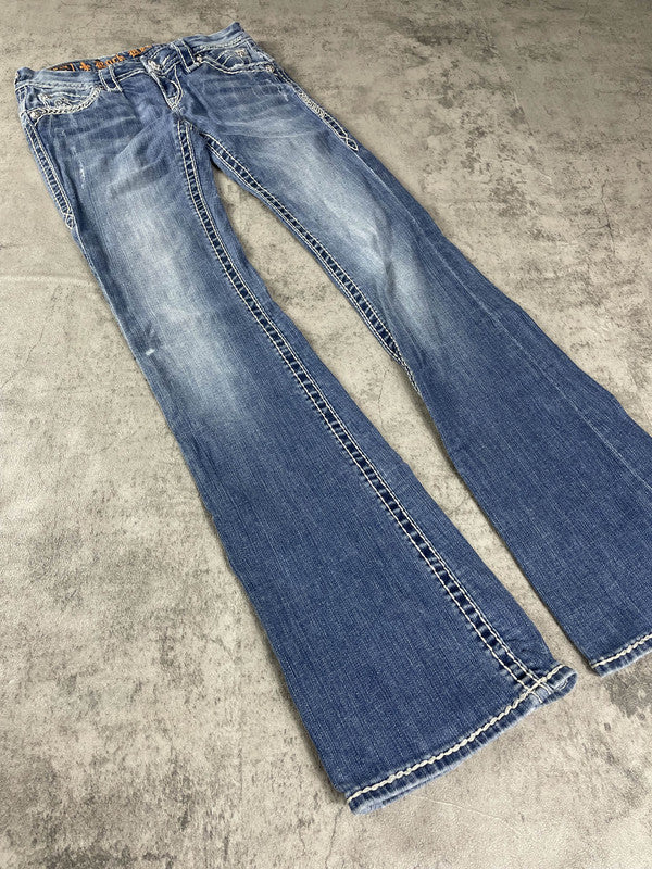 Rock Revival Jeans XS Bootcut Vintage Y2K Rare Hip Hop Embroidered #DO6836