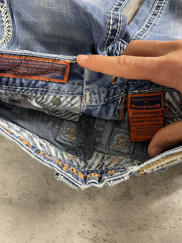 Rock Revival Jeans XS Bootcut Vintage Y2K Rare Hip Hop Embroidered #DO6836