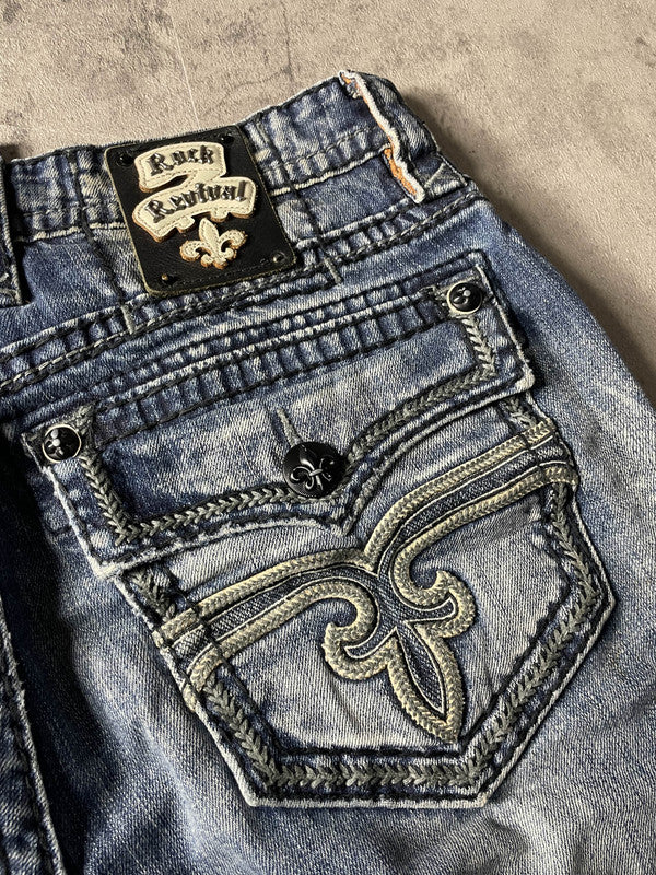 Rock Revival S Jeans Vintage Y2K Rare Baggy Hip Hop Embroidered #PH4378