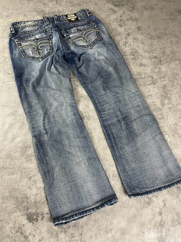 Rock Revival S Jeans Vintage Y2K Rare Baggy Hip Hop Embroidered #PH4378