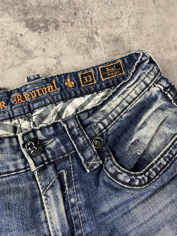 Rock Revival S Jeans Vintage Y2K Rare Baggy Hip Hop Embroidered #PH4378