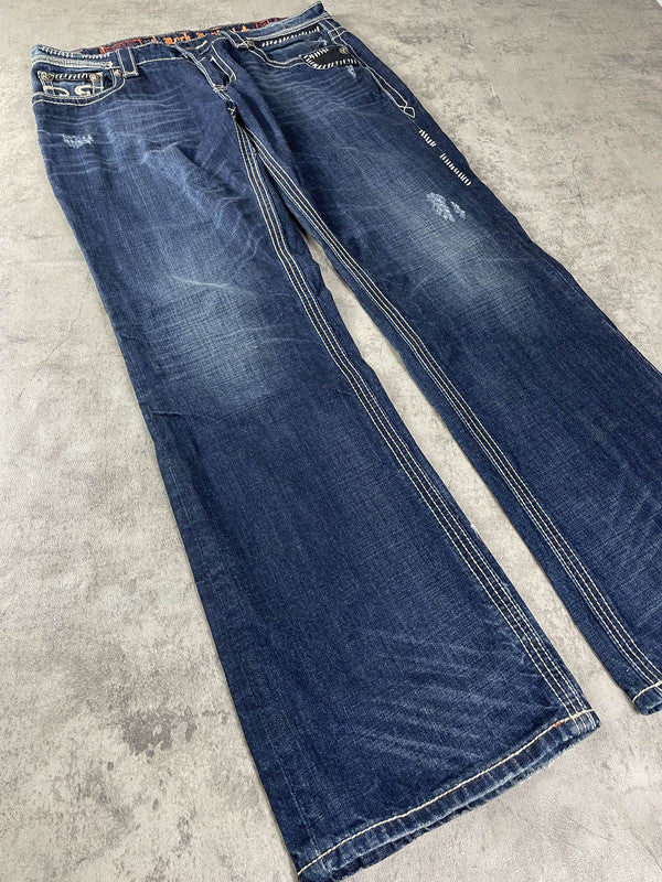 Rock Revival XL Jeans Baggy Vintage y2k rare Hip Hop Embroidered #QK2351