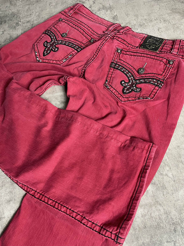 Rock Revival XL Jeans Vintage y2k Rare Baggy Pink Denim Hip Hop #WM9138
