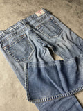 TR Bootcut Jeans W30 Vintage Y2K Rare Blue Denim Hip Hop Embroidered #JU4836