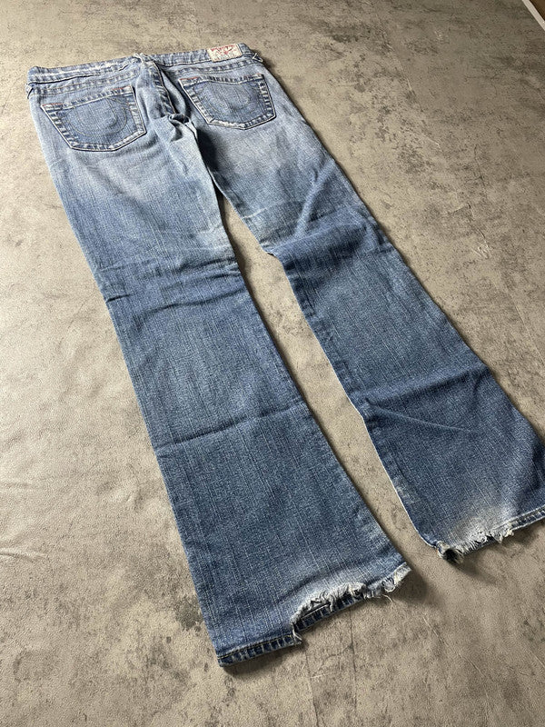 TR Bootcut Jeans W30 Vintage Y2K Rare Blue Denim Hip Hop Embroidered #JU4836