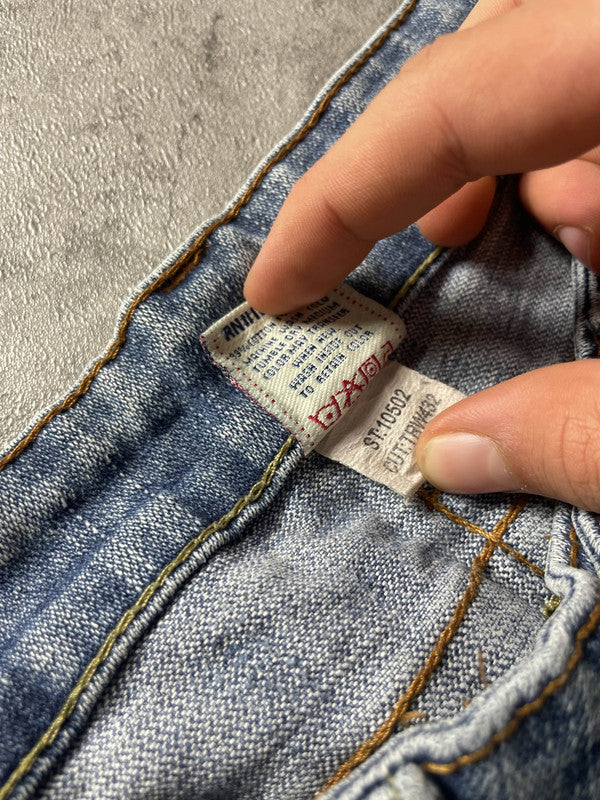 TR Bootcut Jeans W30 Vintage Y2K Rare Blue Denim Hip Hop Embroidered #JU4836