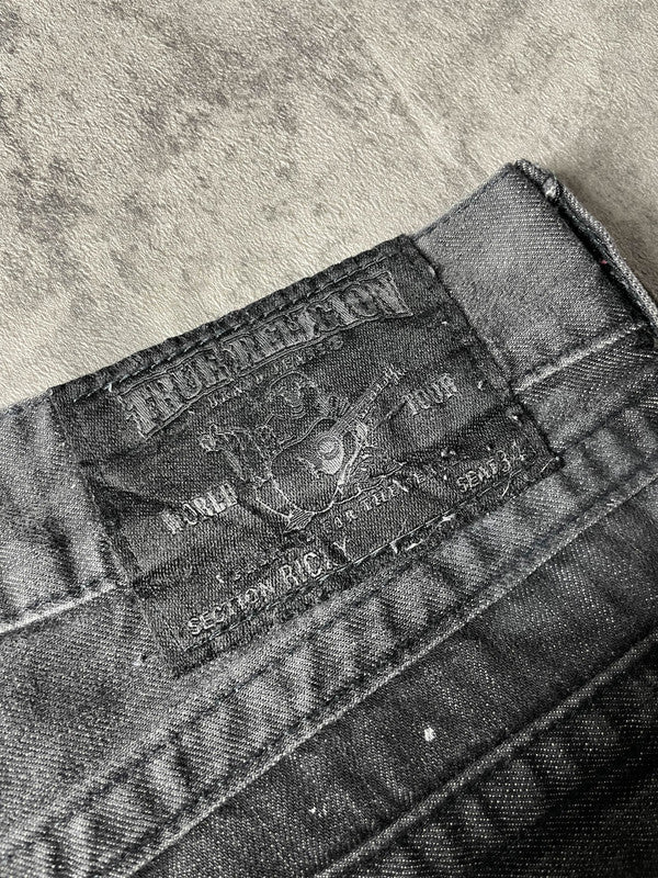 TR Ricky Jeans XL Baggy Vintage y2k Rare True Religion Hip Hop Embroidered #SP3457