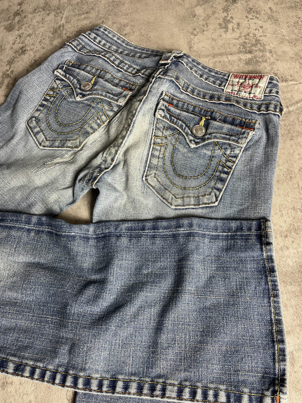 True Religion Becky Jeans Bootcut S Vintage y2k rare Denim Hip Hop Embroidered #WX5369