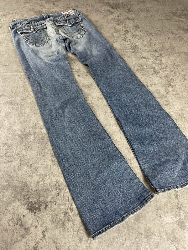 True Religion Becky Jeans Bootcut S Vintage y2k rare Denim Hip Hop Embroidered #WX5369