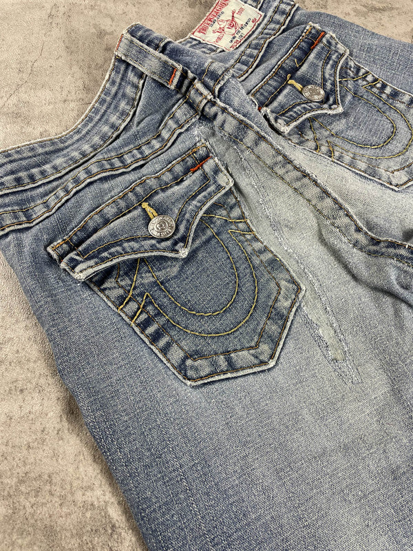 True Religion Becky Jeans Bootcut S Vintage y2k rare Denim Hip Hop Embroidered #WX5369