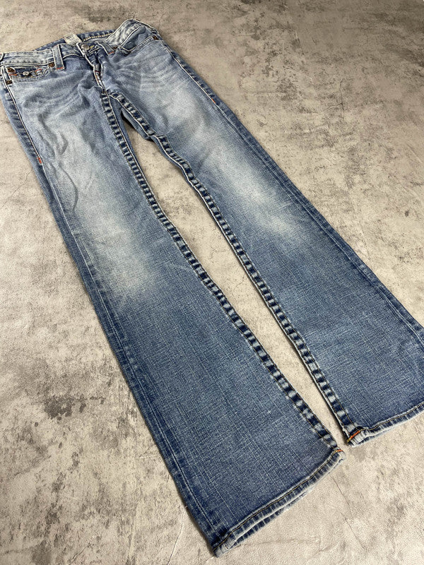 True Religion Becky Jeans Bootcut S Vintage y2k rare Denim Hip Hop Embroidered #WX5369
