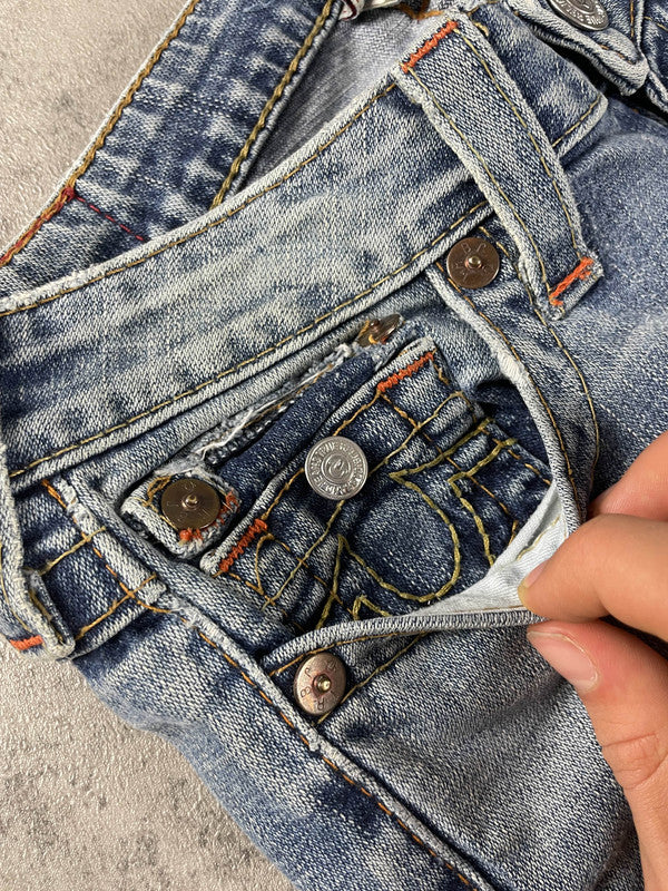 True Religion Becky Jeans Bootcut S Vintage y2k rare Denim Hip Hop Embroidered #WX5369