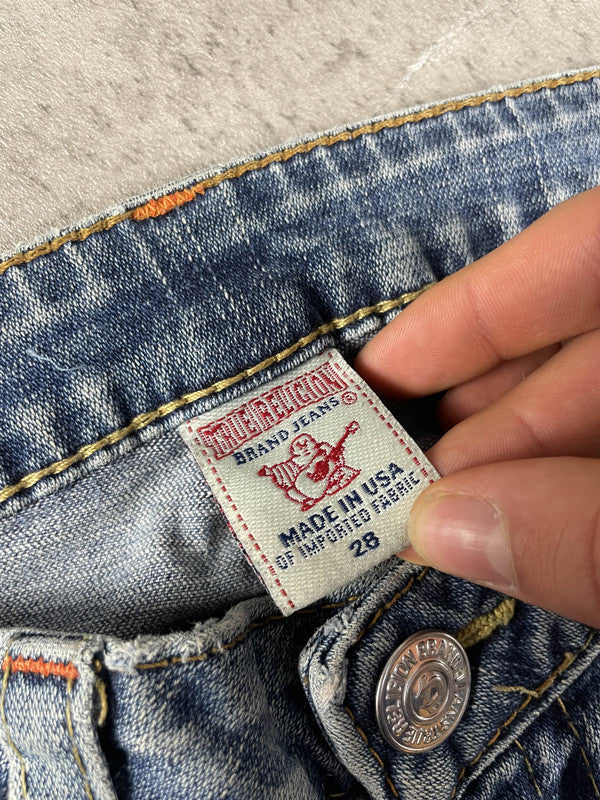 True Religion Becky Jeans Bootcut S Vintage y2k rare Denim Hip Hop Embroidered #WX5369