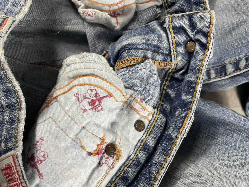 True Religion Becky Jeans Bootcut S Vintage y2k rare Denim Hip Hop Embroidered #WX5369
