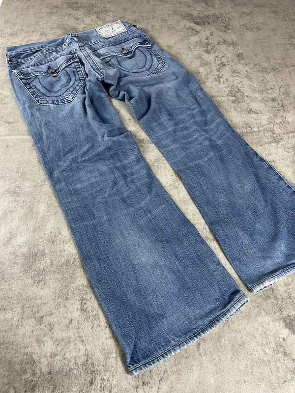 True Religion Billy Jeans M Vintage y2k Rare Baggy Hip Hop Embroidered #EJ4883