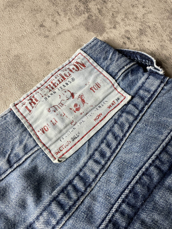 True Religion Billy Jeans M Vintage y2k Rare Baggy Hip Hop Embroidered #EJ4883