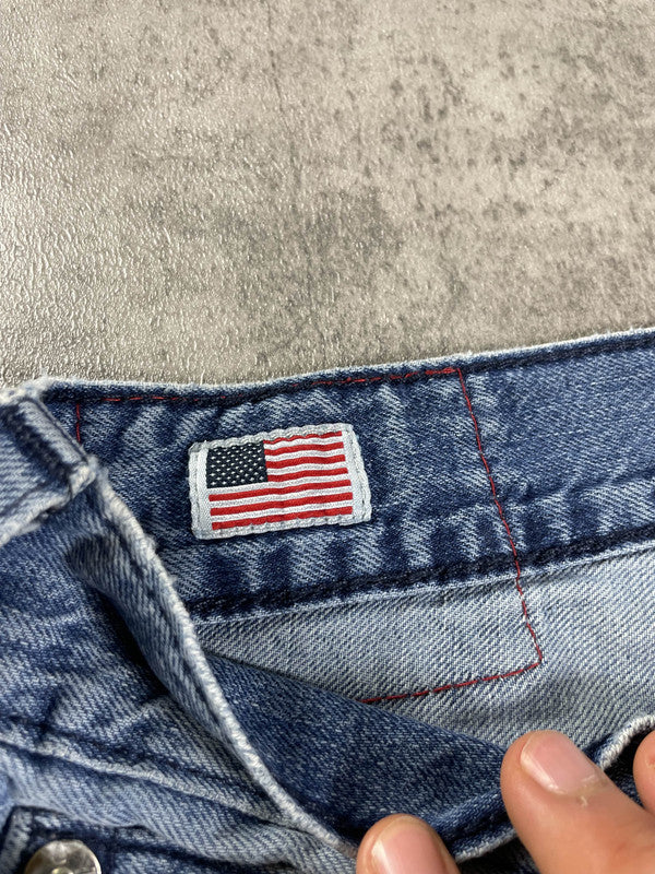 True Religion Billy Jeans M Vintage y2k Rare Baggy Hip Hop Embroidered #EJ4883