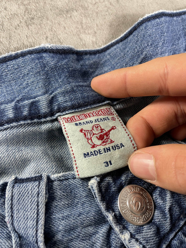 True Religion Billy Jeans M Vintage y2k Rare Baggy Hip Hop Embroidered #EJ4883