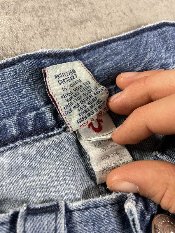 True Religion Billy Jeans M Vintage y2k Rare Baggy Hip Hop Embroidered #EJ4883