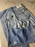 True Religion Jeans M Vintage Y2K Rare Baggy Hip Hop Embroidered #XF2927