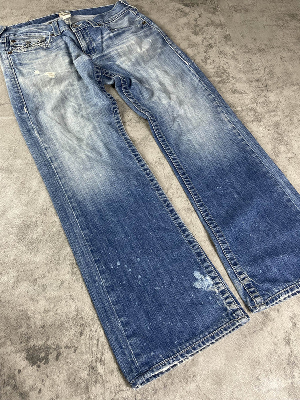 True Religion Jeans M Vintage Y2K Rare Baggy Hip Hop Embroidered #XF2927