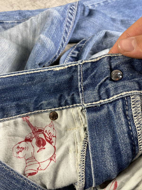 True Religion Jeans M Vintage Y2K Rare Baggy Hip Hop Embroidered #XF2927