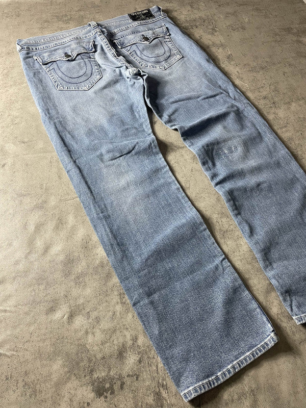 True Religion Jeans XL Straight Vintage y2k Rare Hip Hop Embroidered #EZ6080