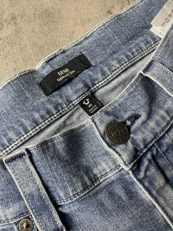 True Religion Jeans XL Straight Vintage y2k Rare Hip Hop Embroidered #EZ6080