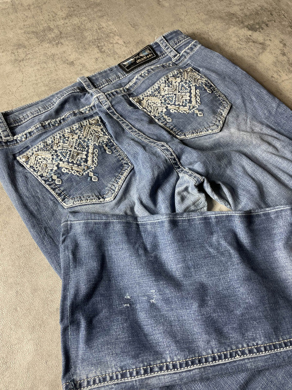 Vintage Dressing Jeans Curvy L Bootcut Hip Hop Embroidered y2k rare (Stile Miss Me) #WJ7651