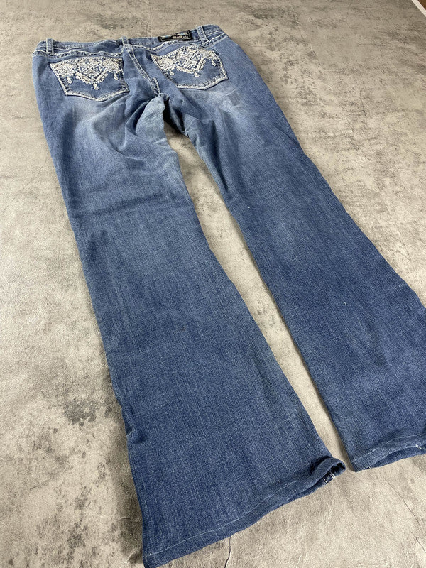 Vintage Dressing Jeans Curvy L Bootcut Hip Hop Embroidered y2k rare (Stile Miss Me) #WJ7651